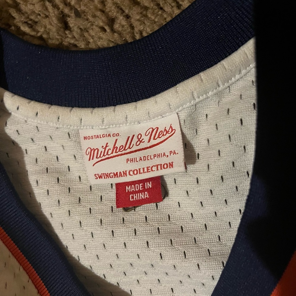 Mitchell & Ness White Jersey with Orange and Blue Stripes - Picture 4 of 6